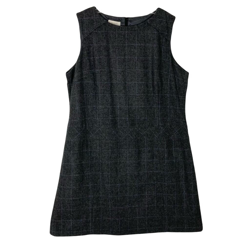 Nwot HOBBS London Dress 14 Wool Tweed Grey Plaid Check Shift”Karpoi”Lined Career